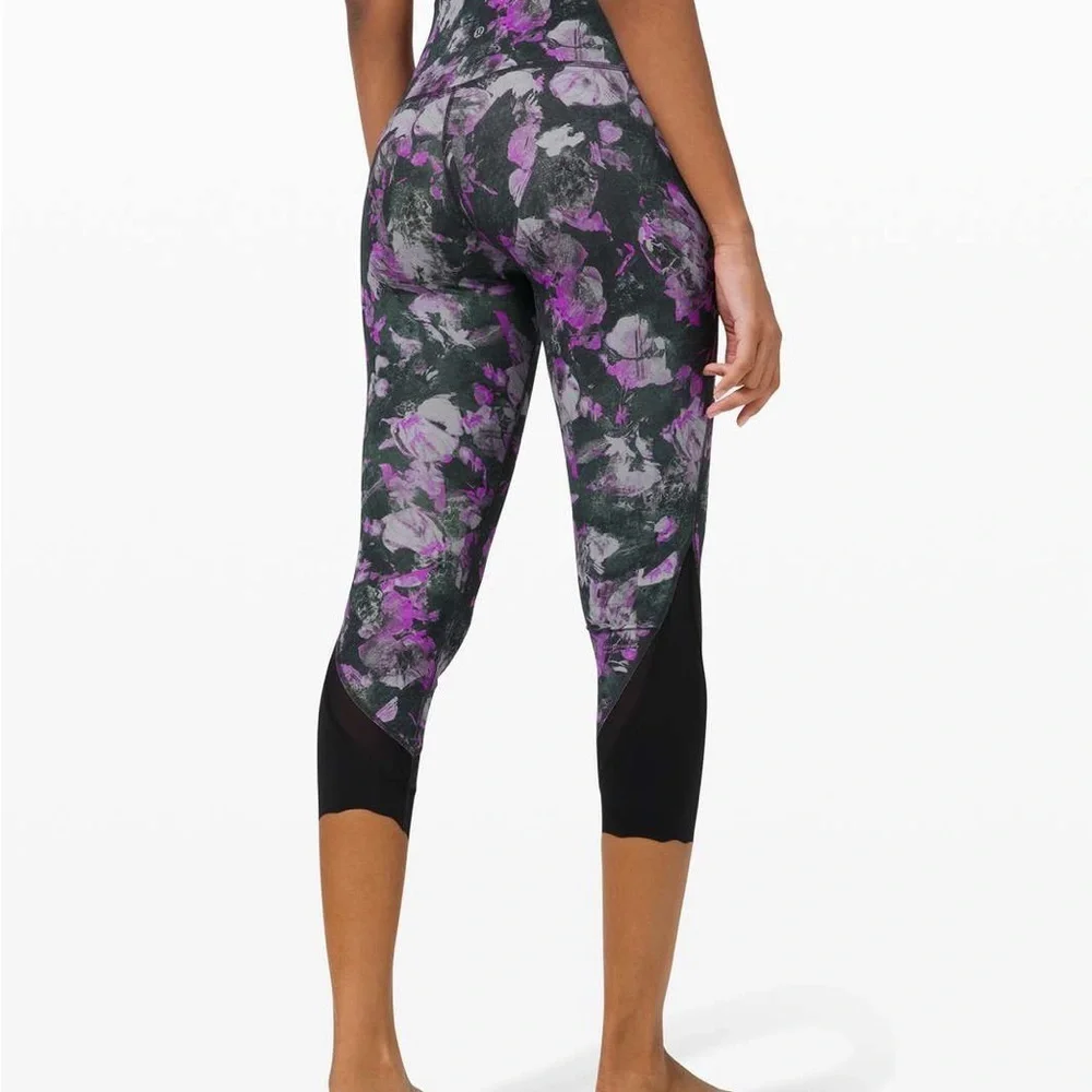 Lululemon Athletica Purple and Black Leggings with Mesh Detail - Picture 3 of 9